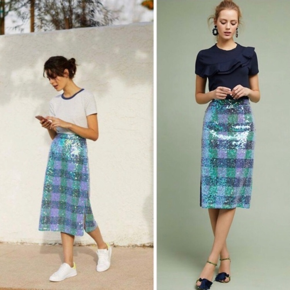 Anthropologie striped sequin skirt NWT